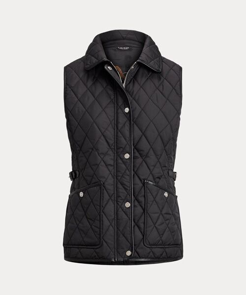 LAUREN RALPH LAUREN / ローレン ラルフ ローレン ベスト | フェイクレザートリム ダイヤモンドキルテッド ベスト | 詳細1