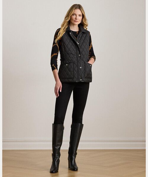 LAUREN RALPH LAUREN / ローレン ラルフ ローレン ベスト | フェイクレザートリム ダイヤモンドキルテッド ベスト | 詳細2