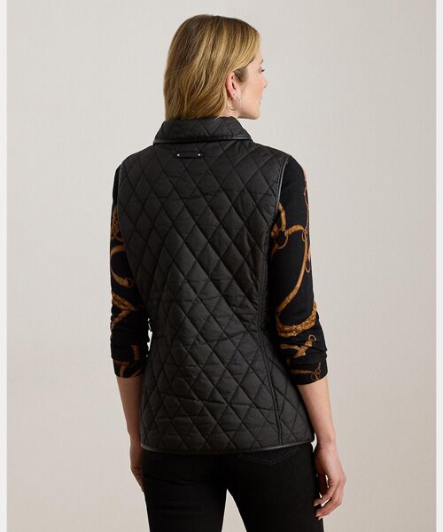 LAUREN RALPH LAUREN / ローレン ラルフ ローレン ベスト | フェイクレザートリム ダイヤモンドキルテッド ベスト | 詳細3