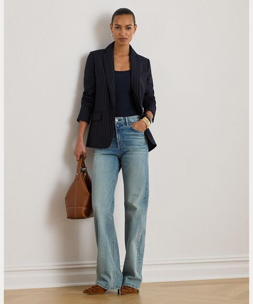 LAUREN RALPH LAUREN / ローレン ラルフ ローレン テーラードジャケット | ストライプド ウールブレンド ツイル ブレザー | 詳細2