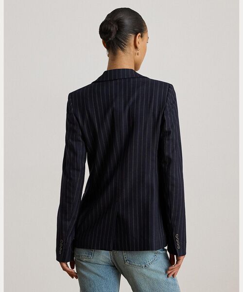 LAUREN RALPH LAUREN / ローレン ラルフ ローレン テーラードジャケット | ストライプド ウールブレンド ツイル ブレザー | 詳細3