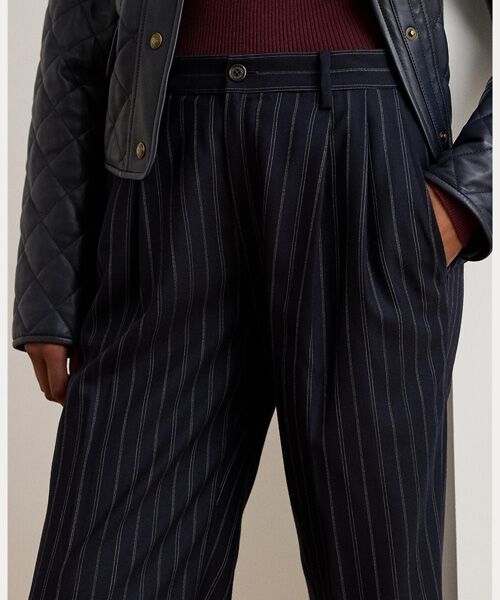 LAUREN RALPH LAUREN / ローレン ラルフ ローレン その他パンツ | ストライプド プリーテッド ウールブレンド ツイル パンツ | 詳細4
