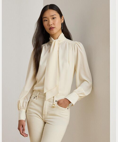 LAUREN RALPH LAUREN / ローレン ラルフ ローレン シャツ・ブラウス | ジョーゼット タイネック ブラウス(101ナチュラル)