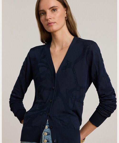 LAUREN RALPH LAUREN / ローレン ラルフ ローレン カーディガン・ボレロ | ベルティングモチーフ Vネック カーディガン | 詳細4