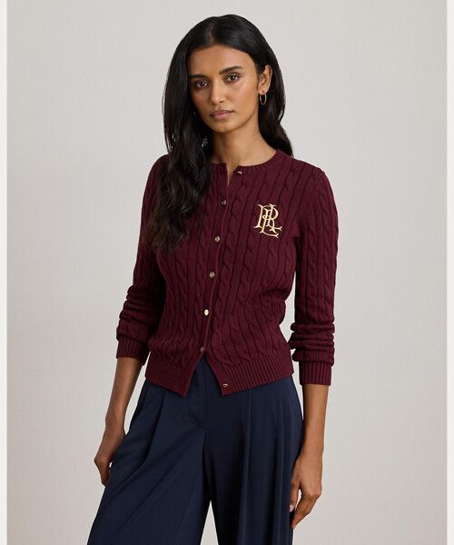 LAUREN RALPH LAUREN / ローレン ラルフ ローレン カーディガン・ボレロ | ケーブルニット コットン カーディガン（600レッド）