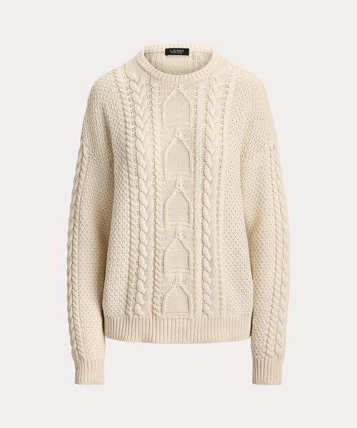 LAUREN RALPH LAUREN / ローレン ラルフ ローレン ニット・セーター | ケーブルニット コットン クルーネック セーター | 詳細1