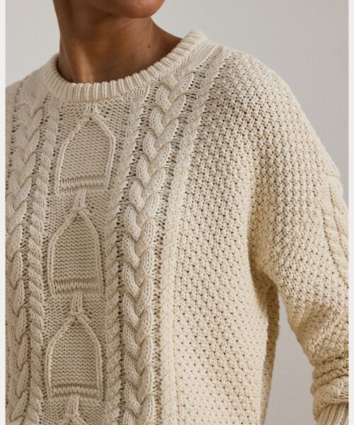 LAUREN RALPH LAUREN / ローレン ラルフ ローレン ニット・セーター | ケーブルニット コットン クルーネック セーター | 詳細4