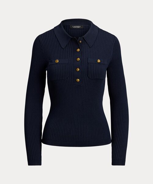 LAUREN RALPH LAUREN / ローレン ラルフ ローレン ニット・セーター | リブニット ロングスリーブ ポロ セーター | 詳細1