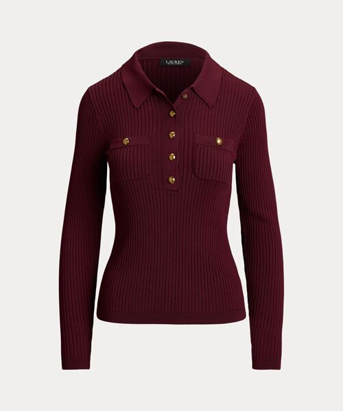 LAUREN RALPH LAUREN / ローレン ラルフ ローレン ニット・セーター | リブニット ロングスリーブ ポロ セーター | 詳細1