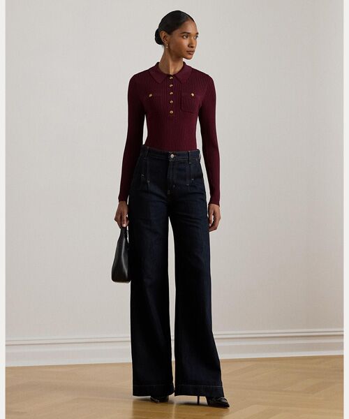 LAUREN RALPH LAUREN / ローレン ラルフ ローレン ニット・セーター | リブニット ロングスリーブ ポロ セーター | 詳細2