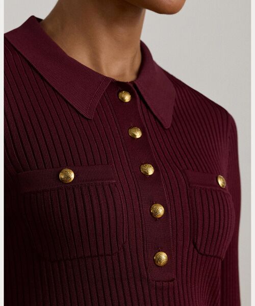 LAUREN RALPH LAUREN / ローレン ラルフ ローレン ニット・セーター | リブニット ロングスリーブ ポロ セーター | 詳細4
