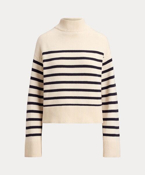 LAUREN RALPH LAUREN / ローレン ラルフ ローレン ニット・セーター | ストライプド ウールブレンド モックネック セーター | 詳細1