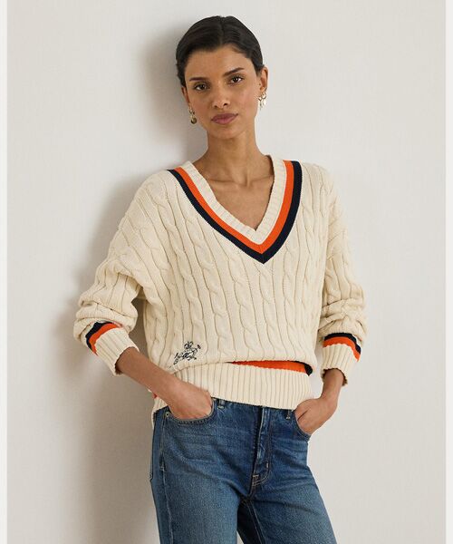 LAUREN RALPH LAUREN / ローレン ラルフ ローレン ニット・セーター | ケーブルニット コットン クリケット セーター（101ナチュラル）