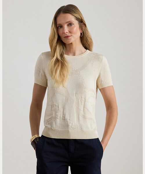 LAUREN RALPH LAUREN / ローレン ラルフ ローレン ニット・セーター | ベルティングモチーフ ショートスリーブ セーター（101ナチュラル）