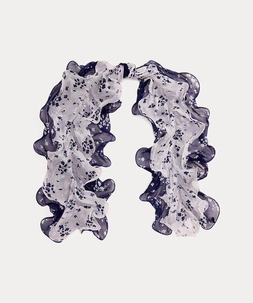 LAUREN RALPH LAUREN / ローレン ラルフ ローレン バンダナ・スカーフ | フローラル フリル スカーフ（410ネイビー）