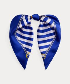 LAUREN RALPH LAUREN / ローレン ラルフ ローレン バンダナ・スカーフ | ストライプド アンカークレスト シルク スクエア スカーフ