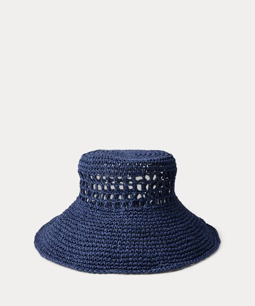 LAUREN RALPH LAUREN / ローレン ラルフ ローレン ハット | オープンワークド クロシェイド ストロー サン ハット | 詳細1
