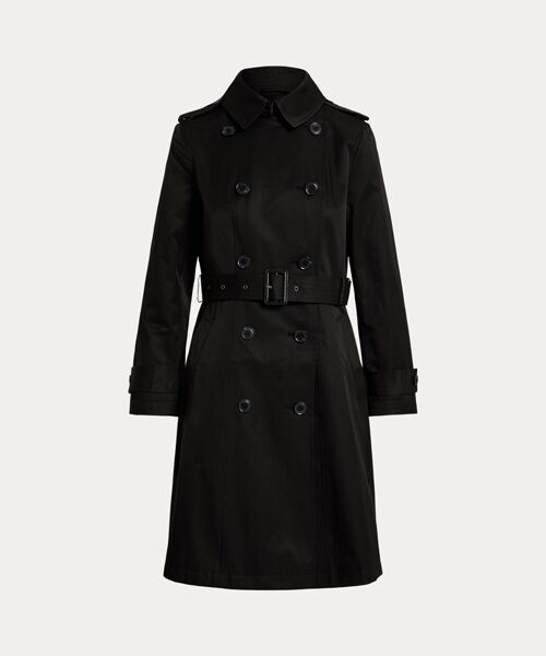 LAUREN RALPH LAUREN / ローレン ラルフ ローレン トレンチコート | ダブルブレステッド コットンブレンド トレンチ コート（001ブラック）