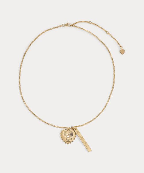 LAUREN RALPH LAUREN / ローレン ラルフ ローレン ネックレス・ペンダント・チョーカー | ゴールドプレーテッド ハート & ロゴ チャーム ネックレス（710イエロー）