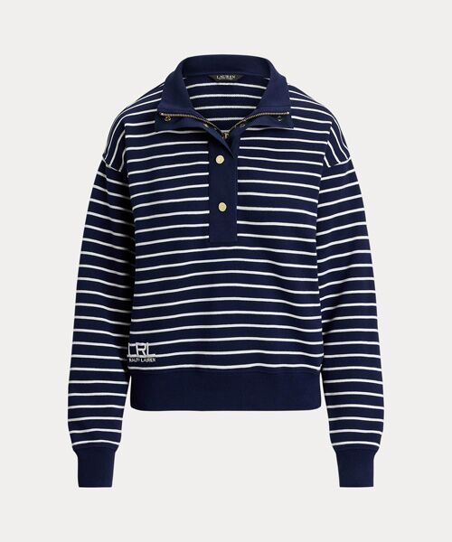 LAUREN RALPH LAUREN / ローレン ラルフ ローレン スウェット | ストライプド フレンチ テリー モックネック スウェットシャツ | 詳細1