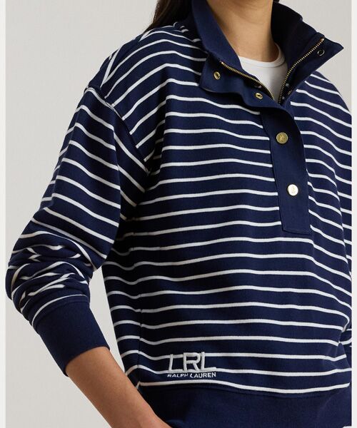 LAUREN RALPH LAUREN / ローレン ラルフ ローレン スウェット | ストライプド フレンチ テリー モックネック スウェットシャツ | 詳細4