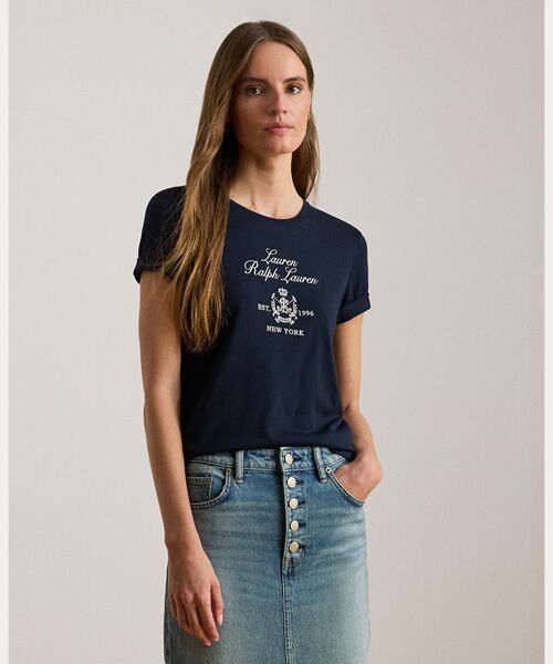 LAUREN RALPH LAUREN / ローレン ラルフ ローレン Tシャツ | エンブロイダリークレスト ジャージー Tシャツ（410ネイビー）