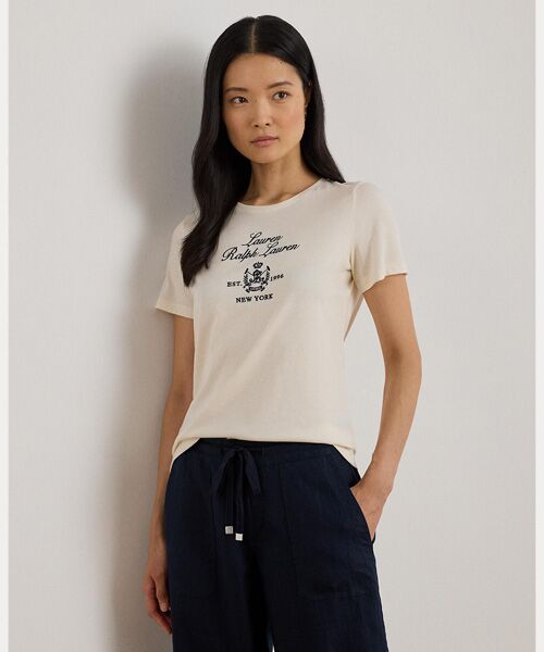 LAUREN RALPH LAUREN / ローレン ラルフ ローレン Tシャツ | エンブロイダリークレスト ジャージー Tシャツ（101ナチュラル）