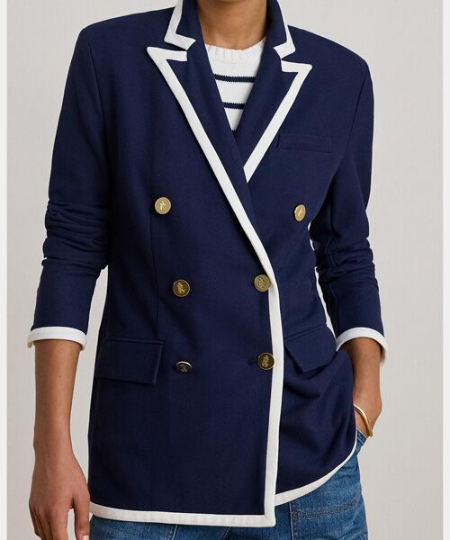 LAUREN RALPH LAUREN / ローレン ラルフ ローレン テーラードジャケット | ツートーン ダブルブレステッド ピケ ブレザー | 詳細4