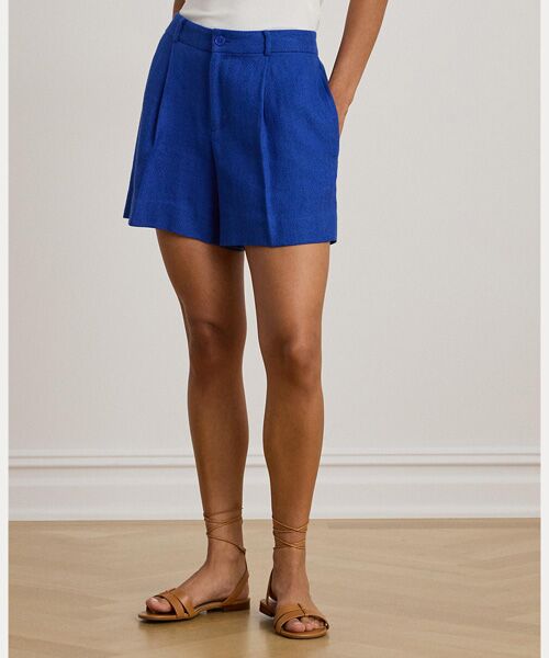 LAUREN RALPH LAUREN / ローレン ラルフ ローレン ショート・ハーフ・半端丈パンツ | プリーテッド リネンコットン ヘリンボーン ショートパンツ | 詳細2