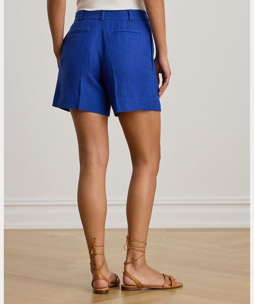 LAUREN RALPH LAUREN / ローレン ラルフ ローレン ショート・ハーフ・半端丈パンツ | プリーテッド リネンコットン ヘリンボーン ショートパンツ | 詳細3