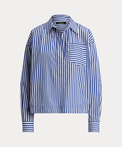 LAUREN RALPH LAUREN / ローレン ラルフ ローレン シャツ・ブラウス | ストライプド コットン ブロードクロス クロップド シャツ | 詳細1