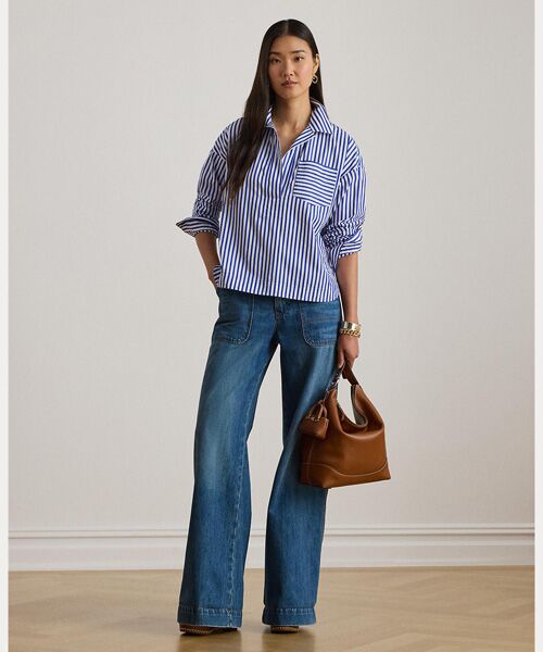 LAUREN RALPH LAUREN / ローレン ラルフ ローレン シャツ・ブラウス | ストライプド コットン ブロードクロス クロップド シャツ | 詳細2