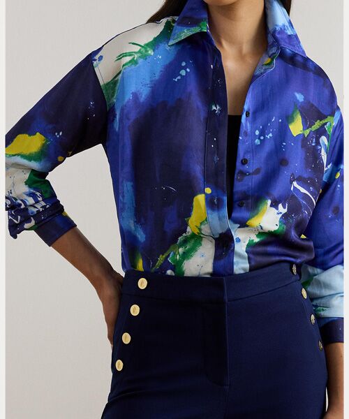 LAUREN RALPH LAUREN / ローレン ラルフ ローレン シャツ・ブラウス | リラックス フィット アブストラクトプリント クレープ シャツ | 詳細4