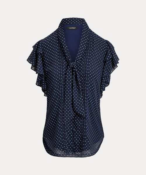 LAUREN RALPH LAUREN / ローレン ラルフ ローレン シャツ・ブラウス | ポルカドット ジョーゼット タイネック ブラウス | 詳細1