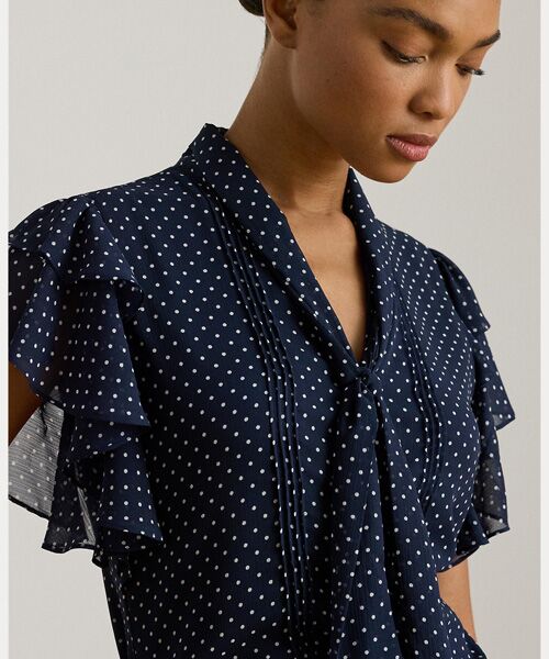 LAUREN RALPH LAUREN / ローレン ラルフ ローレン シャツ・ブラウス | ポルカドット ジョーゼット タイネック ブラウス | 詳細4