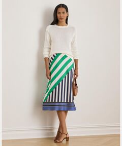 LAUREN RALPH LAUREN / ローレン ラルフ ローレン ミニ・ひざ丈スカート | ストライプド ツイル ミディ スカート