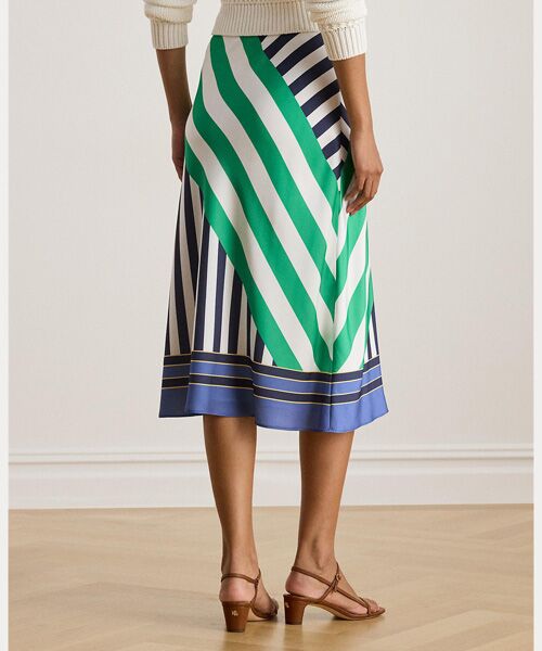 LAUREN RALPH LAUREN / ローレン ラルフ ローレン ミニ・ひざ丈スカート | ストライプド ツイル ミディ スカート | 詳細3