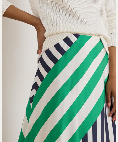 LAUREN RALPH LAUREN / ローレン ラルフ ローレン ミニ・ひざ丈スカート | ストライプド ツイル ミディ スカート | 詳細4