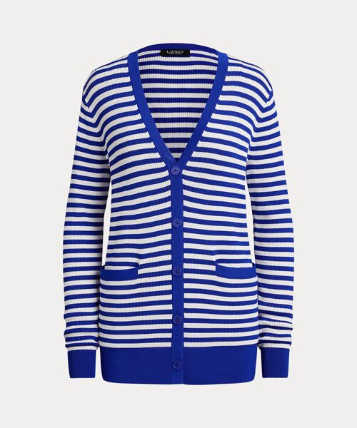 LAUREN RALPH LAUREN / ローレン ラルフ ローレン カーディガン・ボレロ | ストライプド リブニット Vネック カーディガン | 詳細1