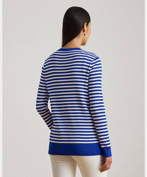 LAUREN RALPH LAUREN / ローレン ラルフ ローレン カーディガン・ボレロ | ストライプド リブニット Vネック カーディガン | 詳細3