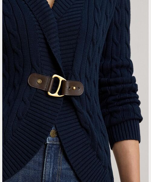 LAUREN RALPH LAUREN / ローレン ラルフ ローレン カーディガン・ボレロ | バックルトリム ケーブル ショールカラー カーディガン | 詳細4