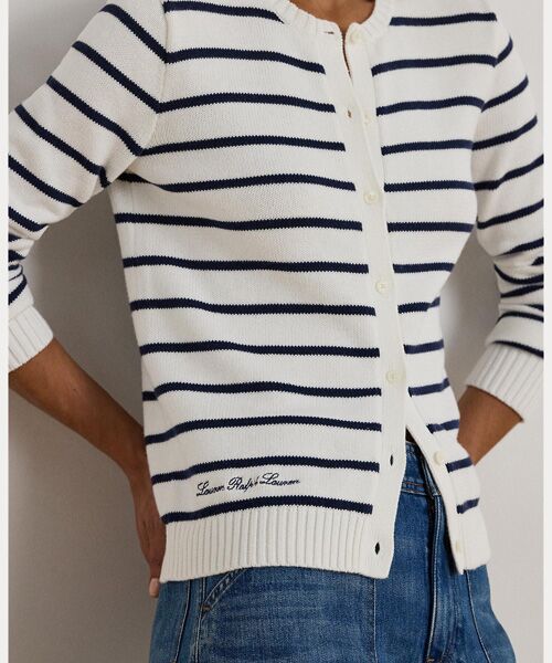 LAUREN RALPH LAUREN / ローレン ラルフ ローレン カーディガン・ボレロ | ストライプド コットン カーディガン | 詳細4
