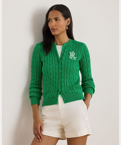 LAUREN RALPH LAUREN / ローレン ラルフ ローレン カーディガン・ボレロ | ケーブルニット コットン カーディガン（300グリーン）