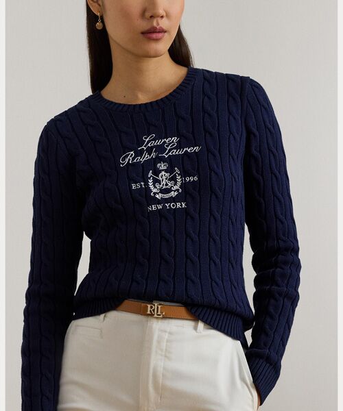 LAUREN RALPH LAUREN / ローレン ラルフ ローレン ニット・セーター | エンブロイダリークレスト ケーブルニット セーター | 詳細4