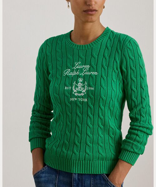 LAUREN RALPH LAUREN / ローレン ラルフ ローレン ニット・セーター | エンブロイダリークレスト ケーブルニット セーター | 詳細4