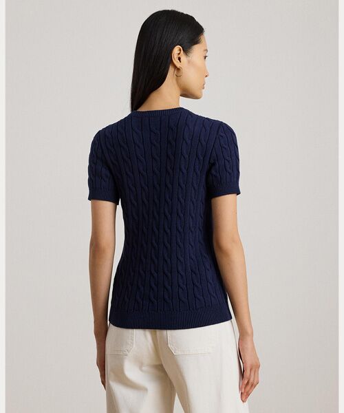 LAUREN RALPH LAUREN / ローレン ラルフ ローレン ニット・セーター | ケーブルニット コットン ショートスリーブ セーター | 詳細3