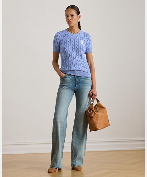 LAUREN RALPH LAUREN / ローレン ラルフ ローレン ニット・セーター | ケーブルニット コットン ショートスリーブ セーター | 詳細2