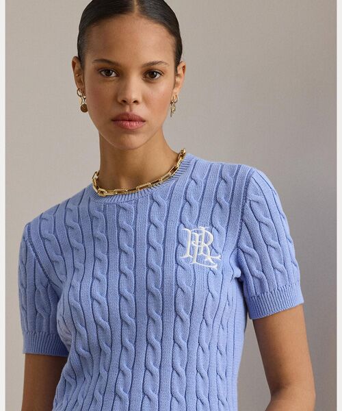 LAUREN RALPH LAUREN / ローレン ラルフ ローレン ニット・セーター | ケーブルニット コットン ショートスリーブ セーター | 詳細4