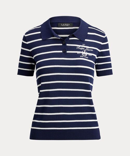 LAUREN RALPH LAUREN / ローレン ラルフ ローレン ニット・セーター | ストライプド コットンブレンド ポロ セーター | 詳細1