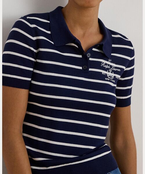 LAUREN RALPH LAUREN / ローレン ラルフ ローレン ニット・セーター | ストライプド コットンブレンド ポロ セーター | 詳細4